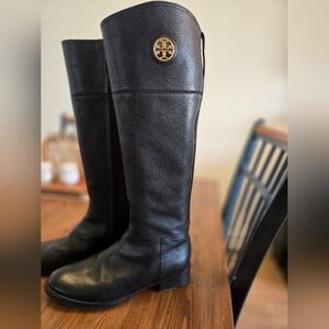 Tory Burch Black Leather Heeled Boots